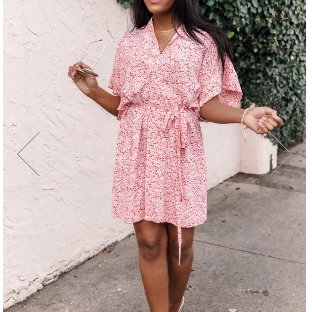 Dressed For The Weekend Red Floral Shirt Dress